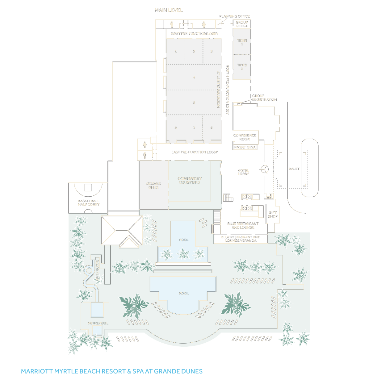Hotel map, main level